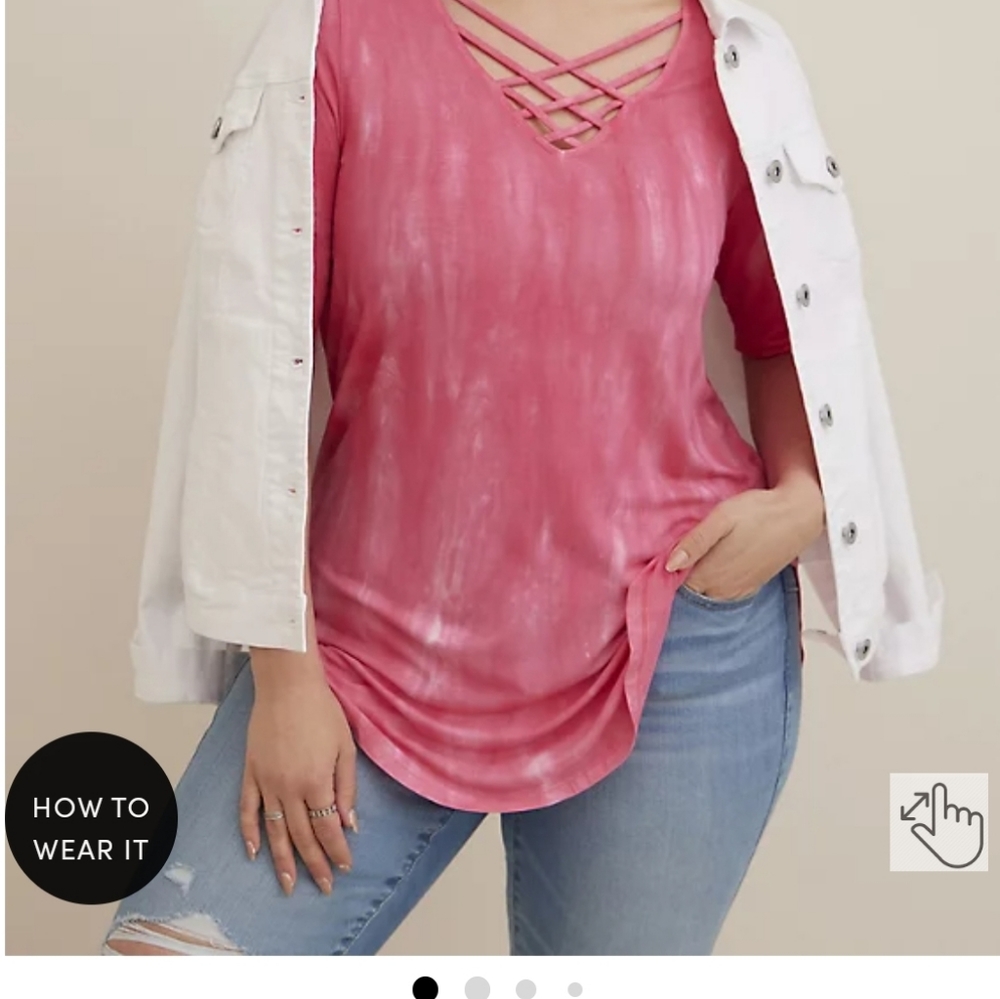 Strappy v-neck tie dye tee